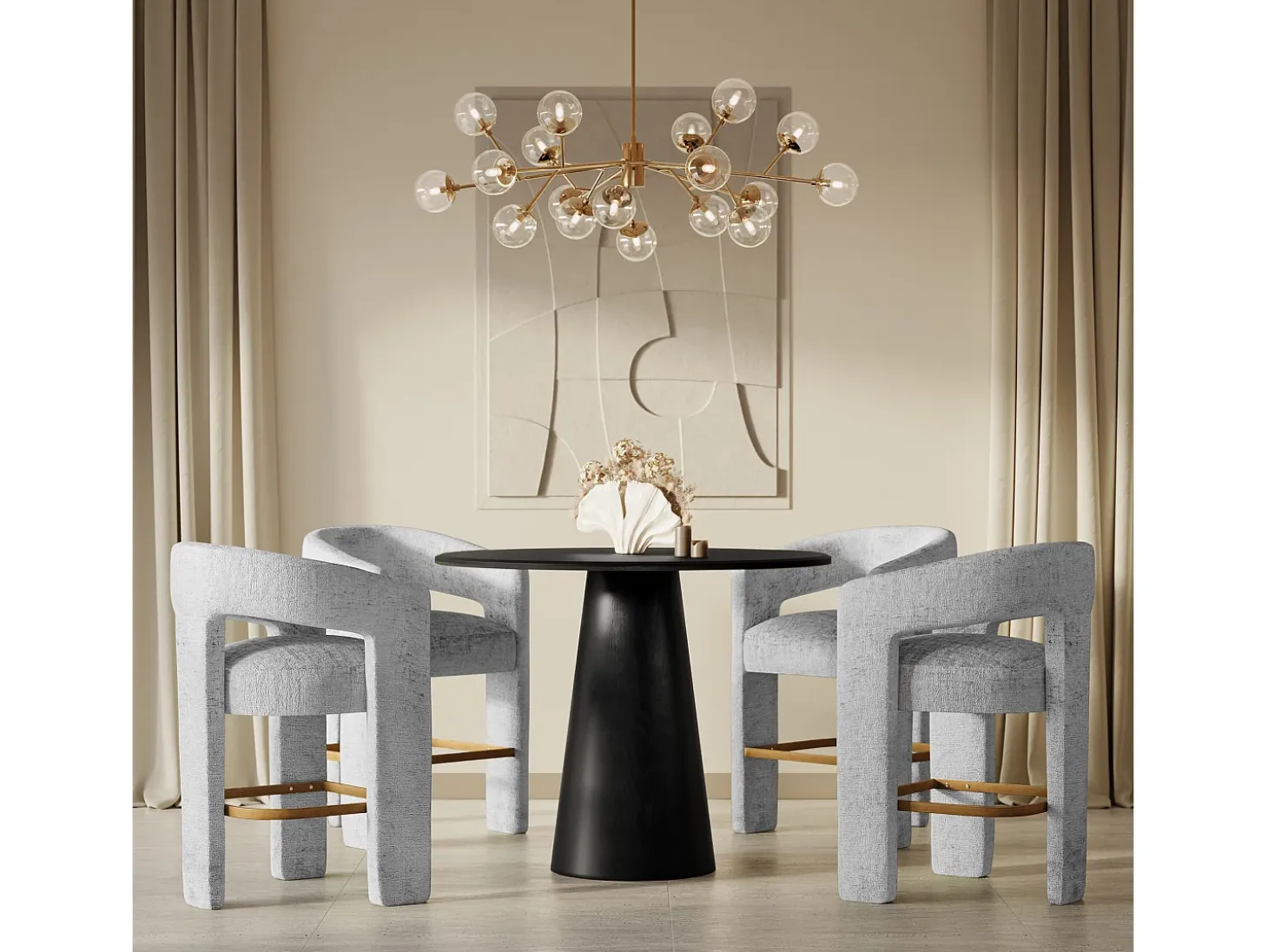 Taburete 61x89x57 cm gris plateado Leith LET71HG