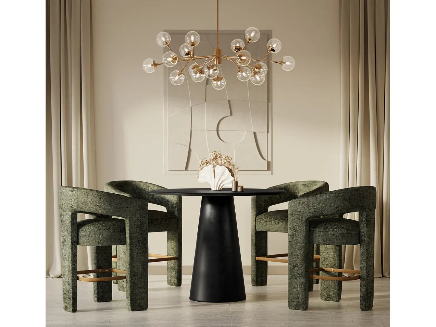 Taburete 61x89x57 cm oliva Leith LET71HO