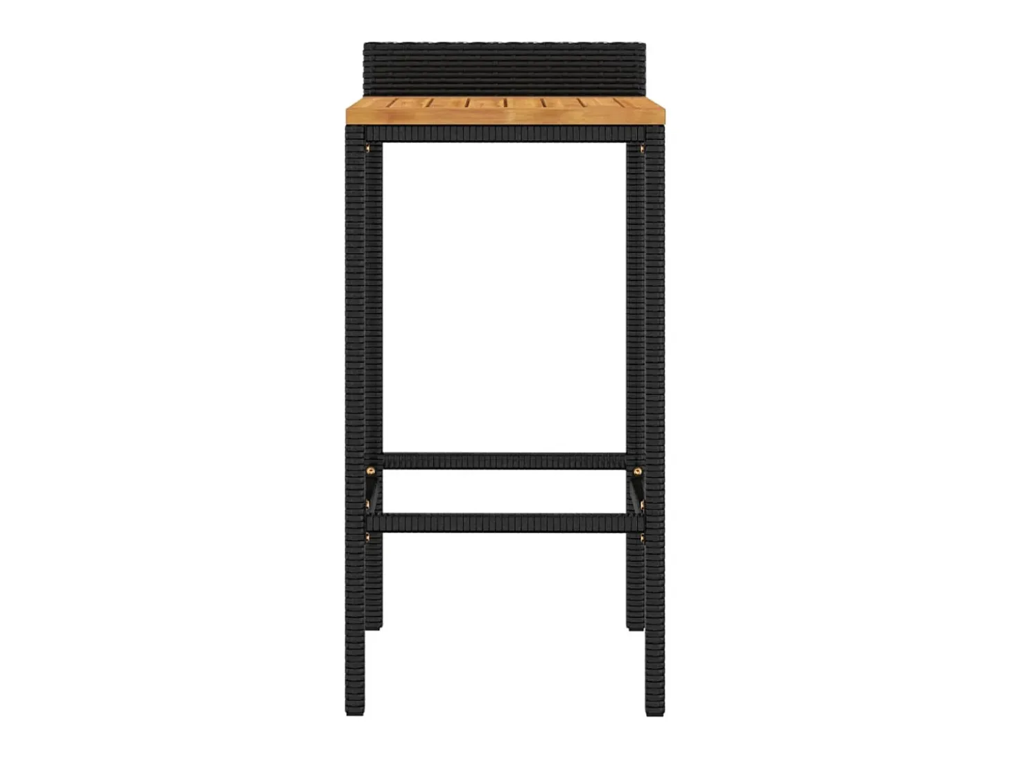 Taburetes altos 4 uds madera de acacia y ratán sintético negro