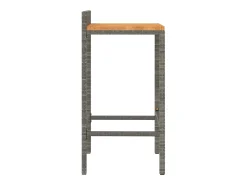 Taburetes altos 2 uds madera de acacia y ratán sintético gris