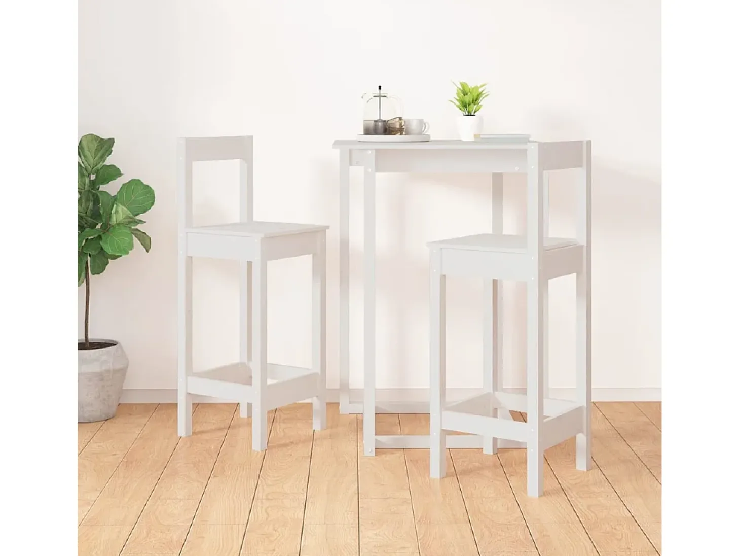 Taburetes altos 2 unidades madera maciza pino blanco 40x41,5x112 cm