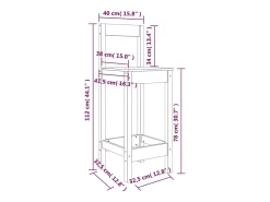 Taburetes altos 2 unidades madera maciza pino blanco 40x41,5x112 cm