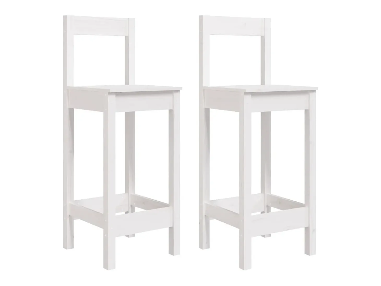 Taburetes altos 2 unidades madera maciza pino blanco 40x41,5x112 cm