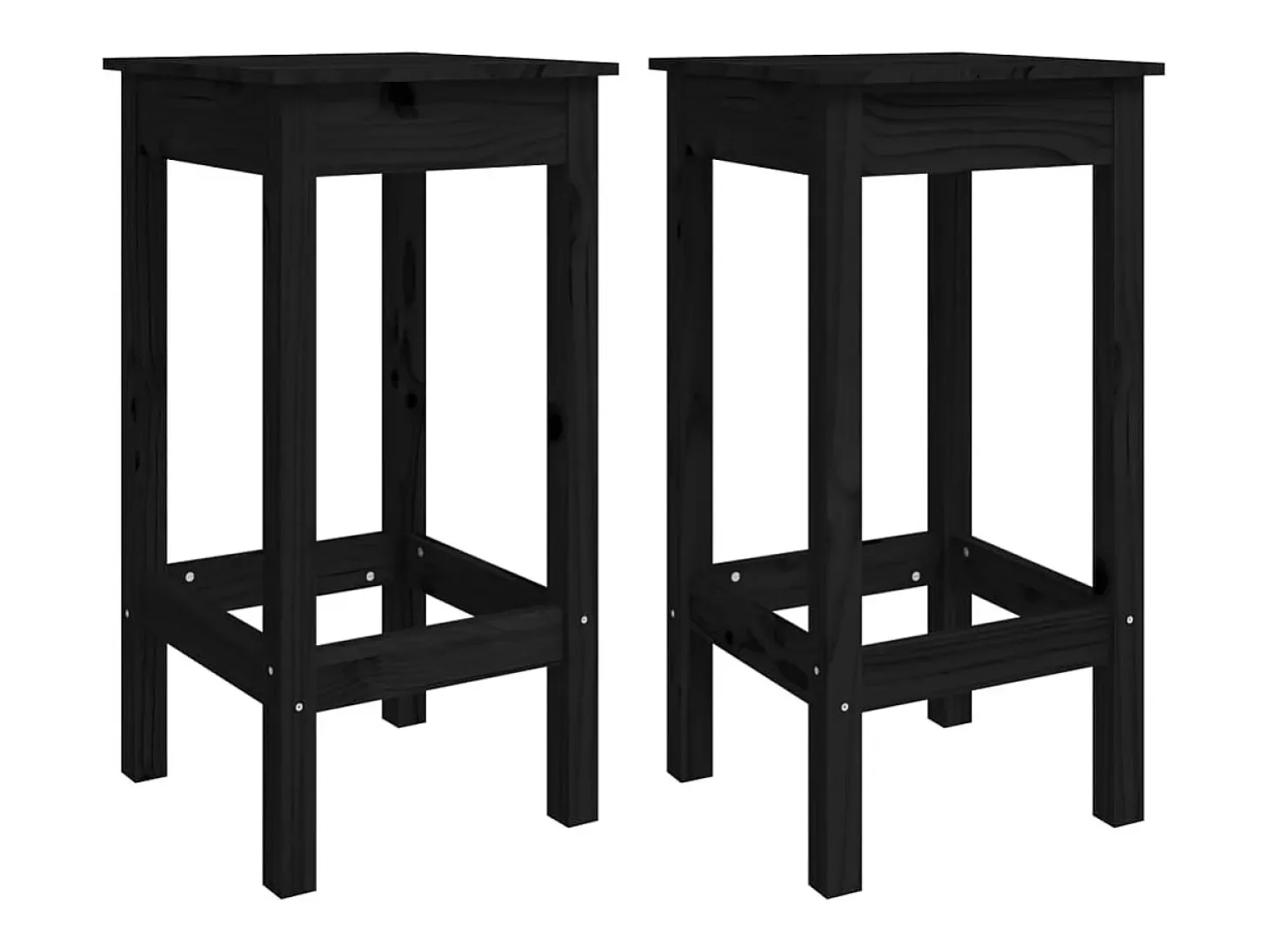 Taburetes altos 2 unidades madera maciza de pino negro 40x40x78 cm