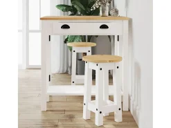 Taburetes altos de cocina 2 uds madera maciza de pino blanco