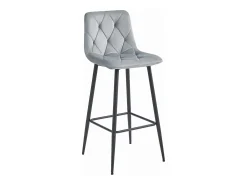 Taburetes bar Valora KODA terciopelo gris plata patas acero x3