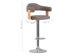 Taburetes de bar 2 unidades gris taupe madera curvada y tela