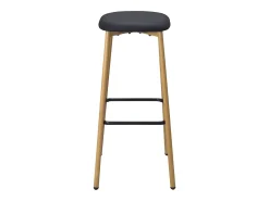 Taburetes de bar, altura del asiento 78 cm, patas de metal imitación haya, lote de 2 NES (Negro)