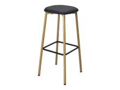 Taburetes de bar, altura del asiento 78 cm, patas de metal imitación haya, lote de 2 NES (Negro)