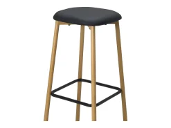 Taburetes de bar, altura del asiento 78 cm, patas de metal imitación haya, lote de 2 NES (Negro)