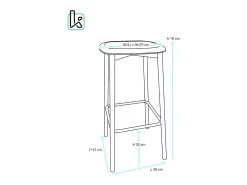 Taburetes de bar, altura del asiento 78 cm, patas de metal imitación haya, lote de 2 NES (Negro)
