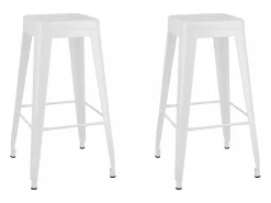 Taburetes de bar apilables 2 unidades de metal blanco