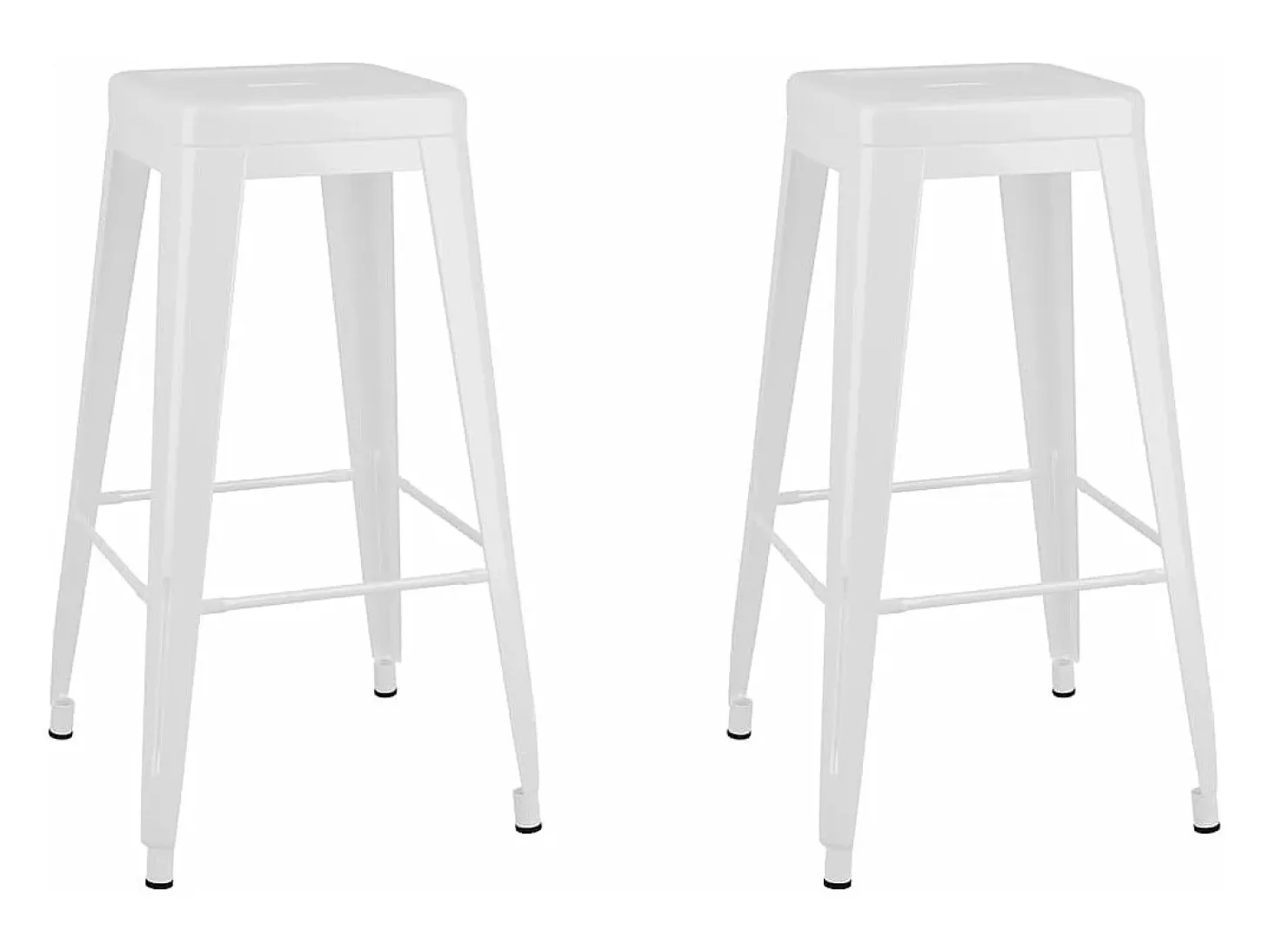 Taburetes de bar apilables 2 unidades de metal blanco