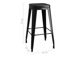 Taburetes de bar apilables 2 unidades de metal negro