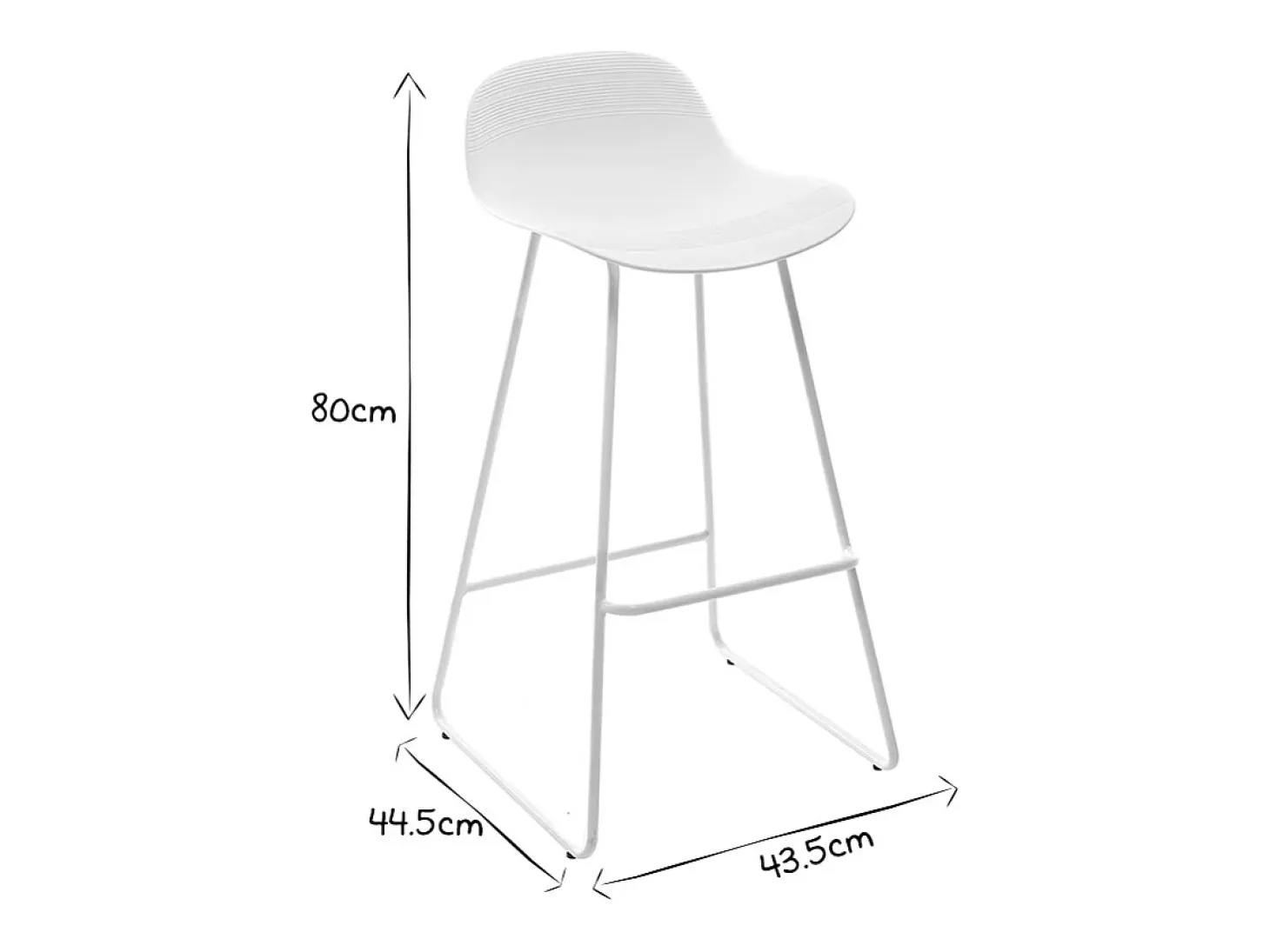 Taburetes de bar blancos A65 cm (lote de 2) ELLA