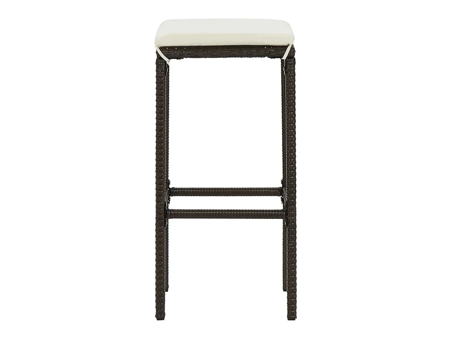 Taburetes de bar con cojines, juego de 3, marrón, resina tejida