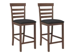 Taburetes de bar con cojines 2 piezas madera maciza de caucho marrón