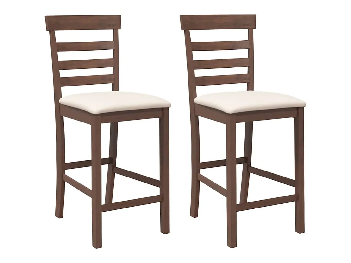 Taburetes de bar con cojines 2 uds madera maciza marrón caucho