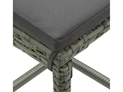Taburetes de bar con cojines, juego de 2, gris, resina trenzada