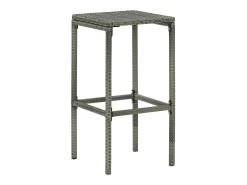 Taburetes de bar con cojines, juego de 2, gris, resina trenzada