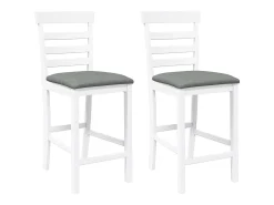 Taburetes de bar con cojines 2 piezas madera maciza de caucho blanco