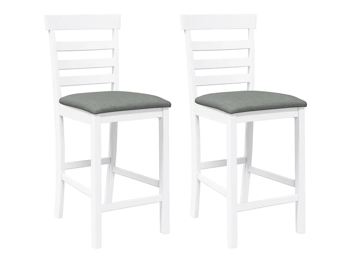 Taburetes de bar con cojines 2 piezas madera maciza de caucho blanco
