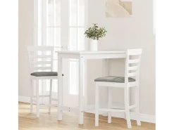 Taburetes de bar con cojines 2 piezas madera maciza de caucho blanco