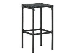 Taburetes de bar con cojines, juego de 2, color negro, resina trenzada