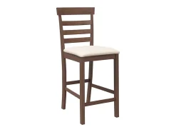 Taburetes de bar con cojines 2 piezas madera maciza de caucho marrón