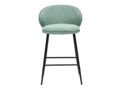 Taburetes de bar de diseño en tela efecto terciopelo texturizado celadón y metal negro (juego de 2) ROSALIE