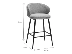Taburetes de bar de diseño en tela efecto terciopelo texturizado celadón y metal negro (juego de 2) ROSALIE