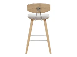 Taburetes de bar de diseño de terciopelo texturizado beige y madera clara de 69 cm de altura (juego de 2) VASCO