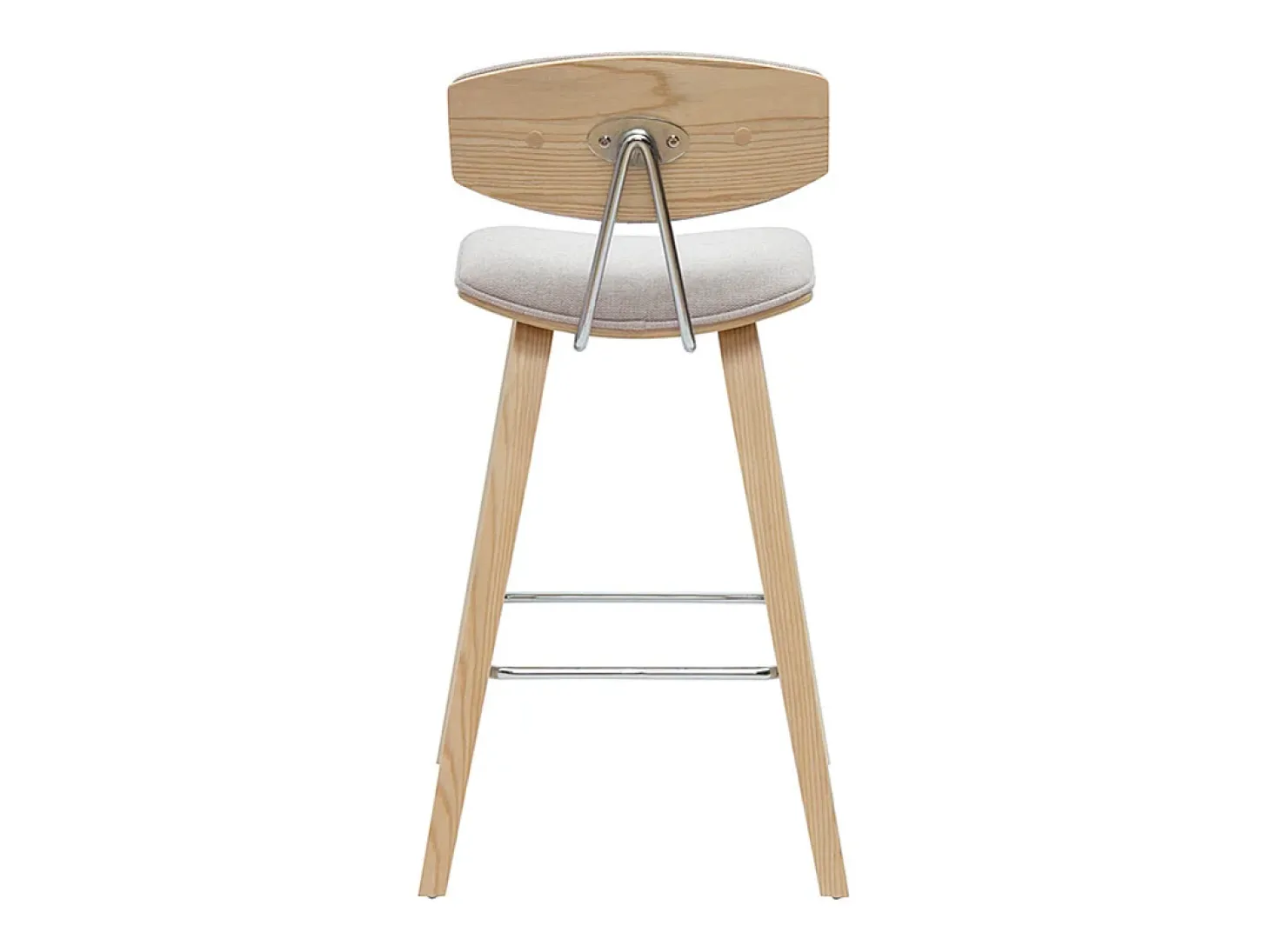 Taburetes de bar de diseño de terciopelo texturizado beige y madera clara de 69 cm de altura (juego de 2) VASCO