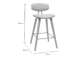 Taburetes de bar de diseño de terciopelo texturizado beige y madera clara de 69 cm de altura (juego de 2) VASCO