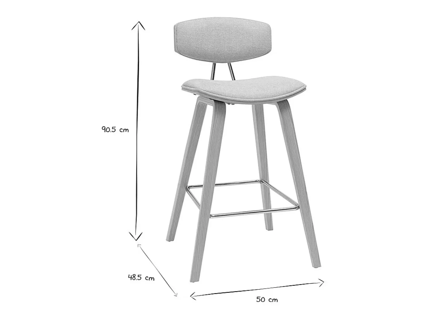 Taburetes de bar de diseño de terciopelo texturizado beige y madera clara de 69 cm de altura (juego de 2) VASCO