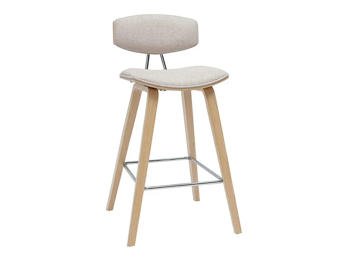 Taburetes de bar de diseño de terciopelo texturizado beige y madera clara de 69 cm de altura (juego de 2) VASCO