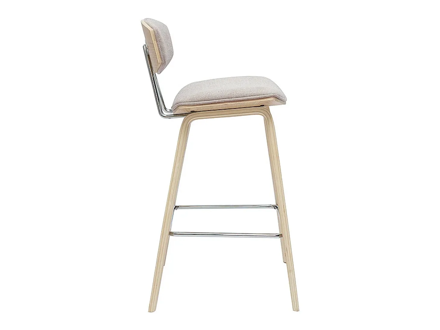 Taburetes de bar de diseño de terciopelo texturizado beige y madera clara de 69 cm de altura (juego de 2) VASCO
