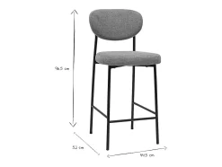 Taburetes de bar fijos de tela con efecto terciopelo texturizado de color gris claro H65 cm (juego de 2) BREKA