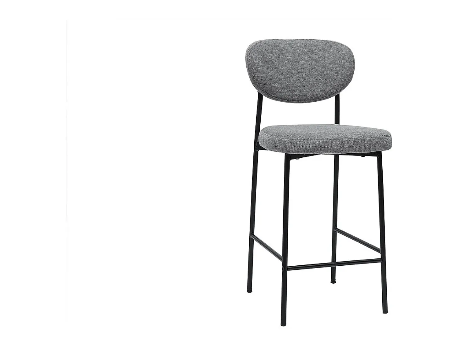 Taburetes de bar fijos de tela con efecto terciopelo texturizado de color gris claro H65 cm (juego de 2) BREKA