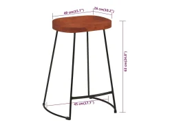 Taburetes de bar Gavin 2 uds madera mango maciza 45x40x63 cm