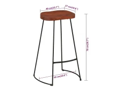 Taburetes de bar Gavin 2 uds madera mango maciza 50x40x78 cm