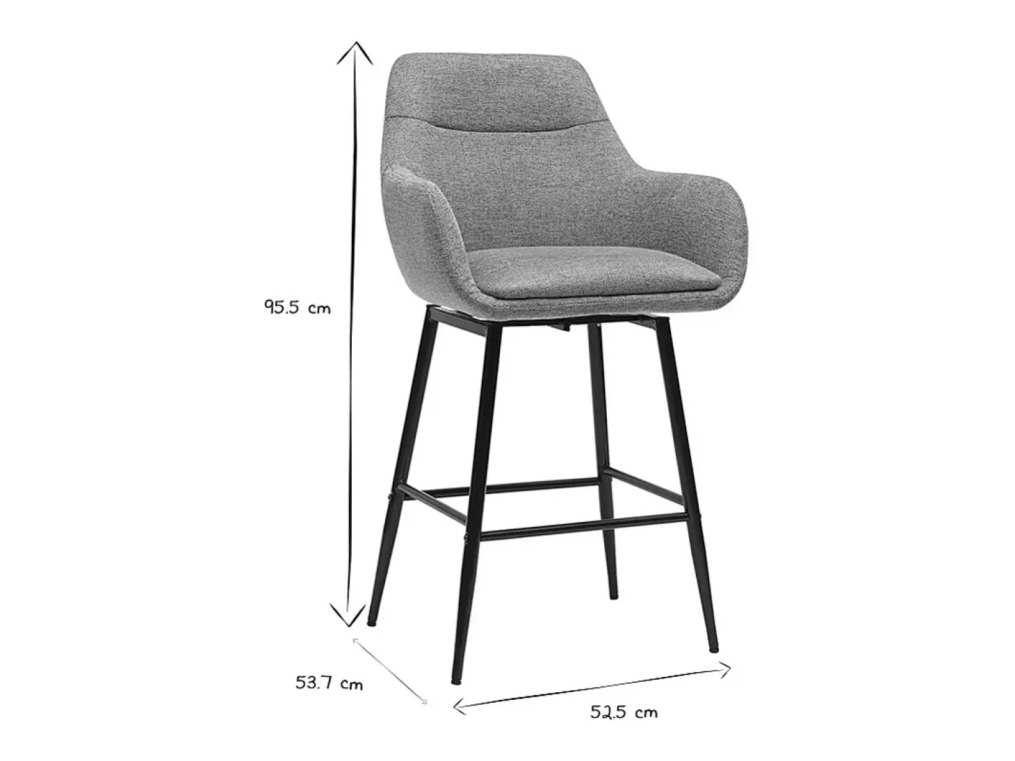 Taburetes de bar giratorios 360° en tela efecto terciopelo texturizado gris y metal H65.5 cm (paquete de 2) ALESS