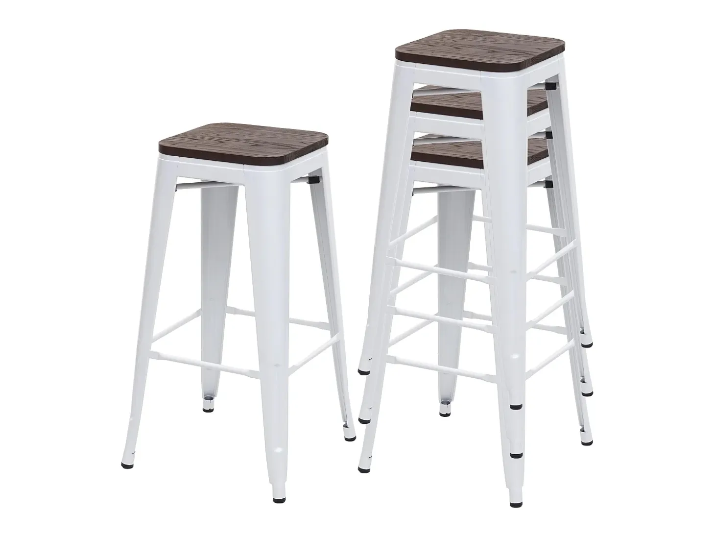 Taburetes de bar MCW-A73 (juego de 4), blanco