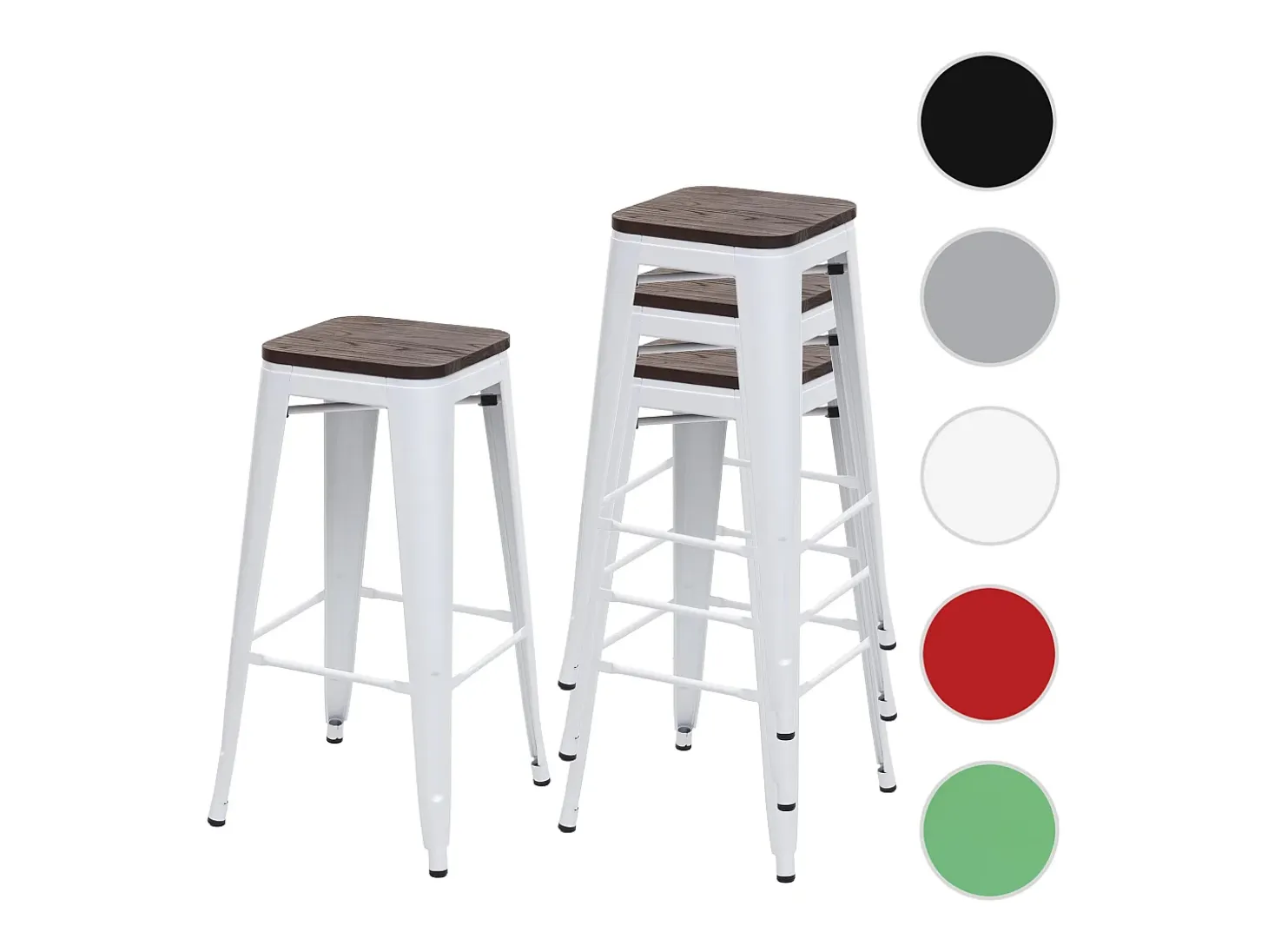 Taburetes de bar MCW-A73 (juego de 4), blanco