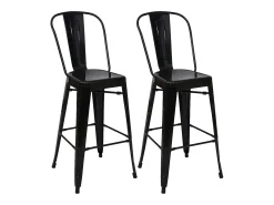 Taburetes de bar MCW-A73 metal (juego de 2), negro