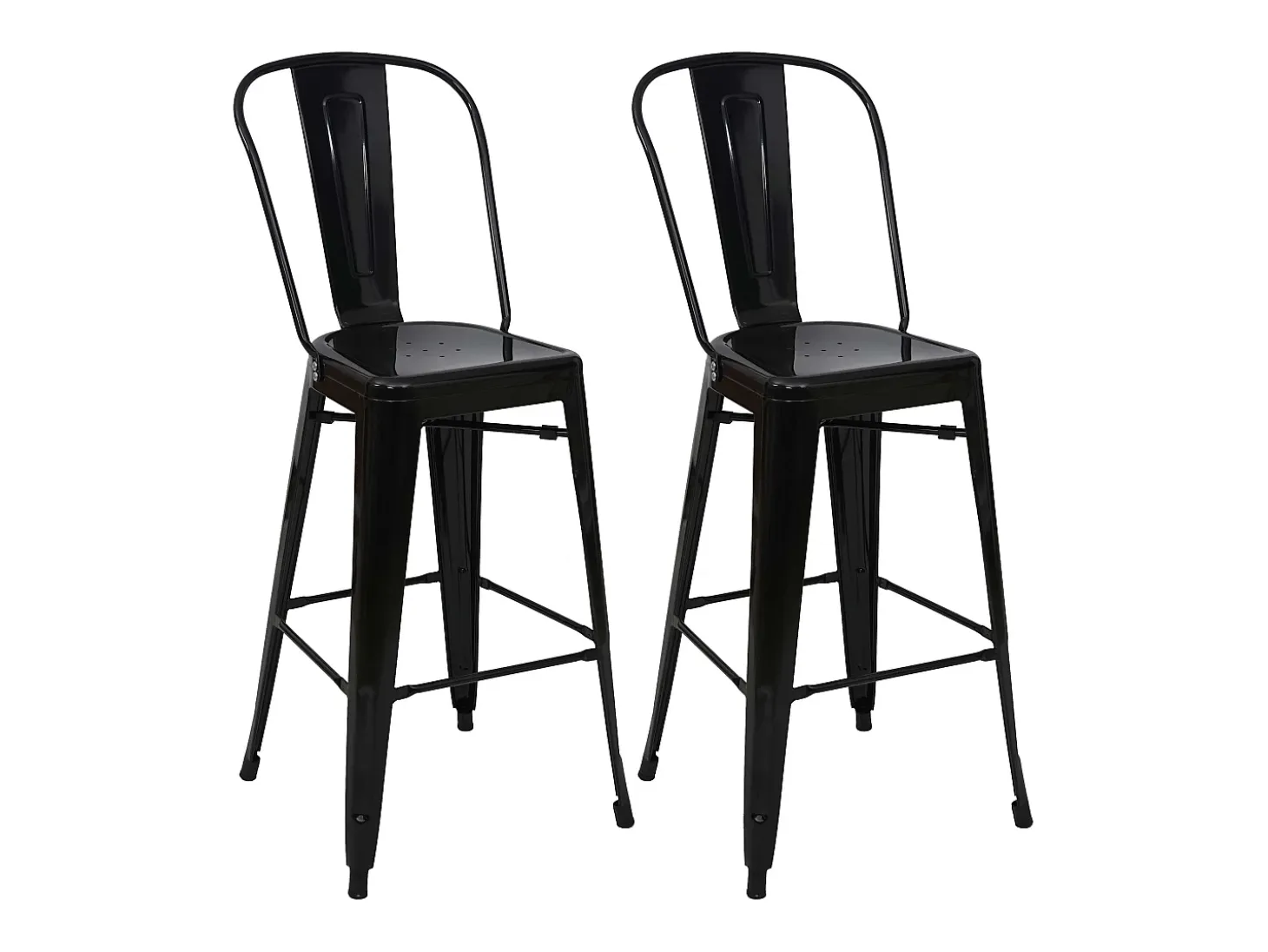 Taburetes de bar MCW-A73 metal (juego de 2), negro