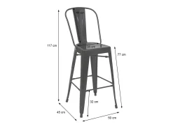 Taburetes de bar MCW-A73 metal (juego de 2), negro