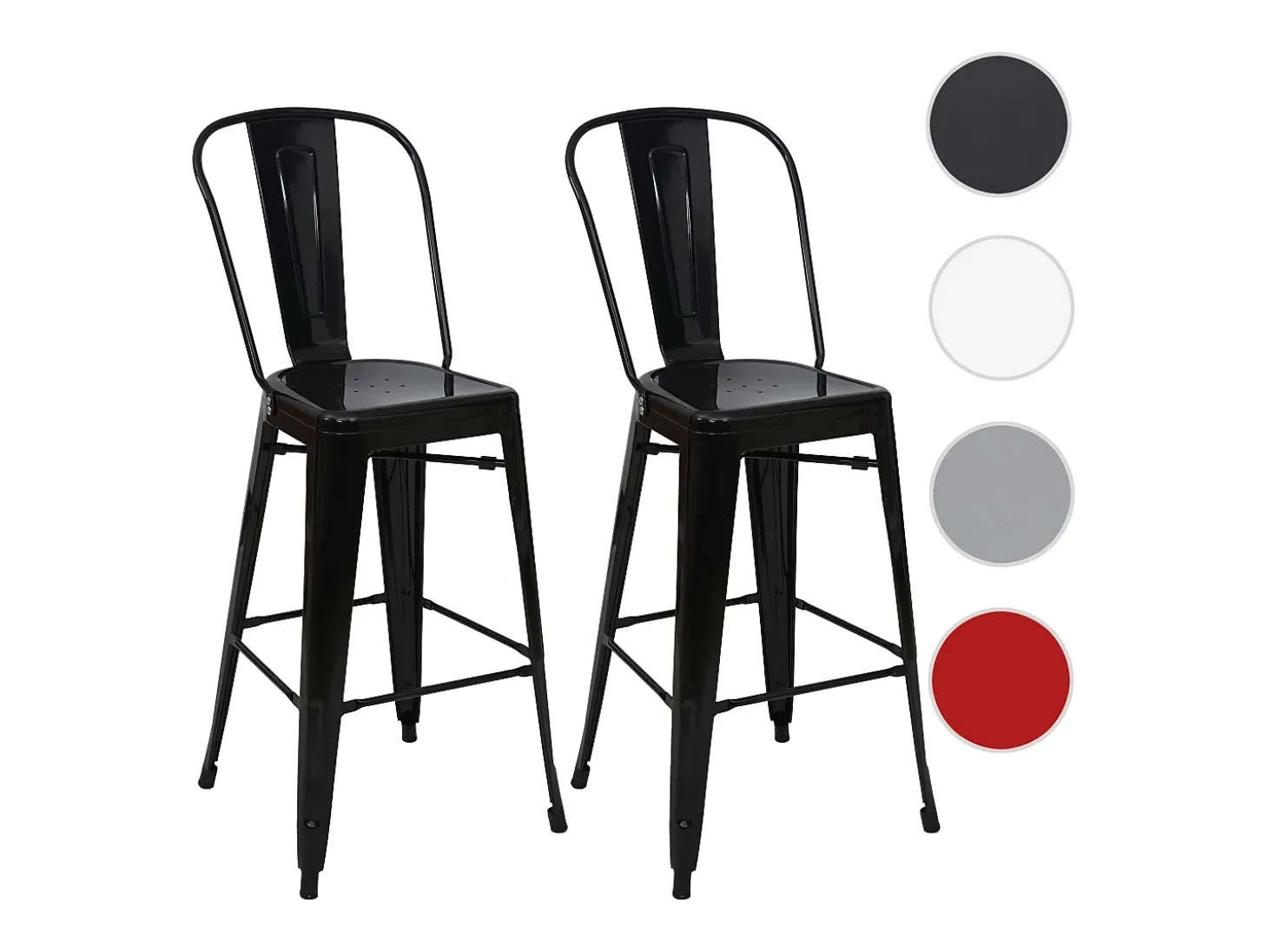 Taburetes de bar MCW-A73 metal (juego de 2), negro