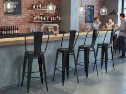 Taburetes de bar MCW-A73 metal (juego de 2), negro