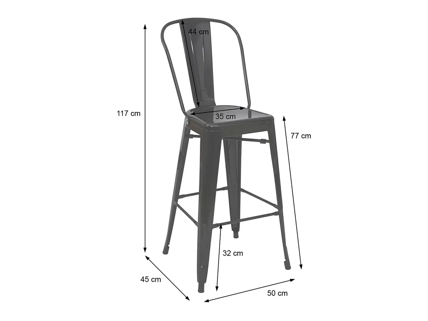 Taburetes de bar MCW-A73 metal (juego de 2), gris